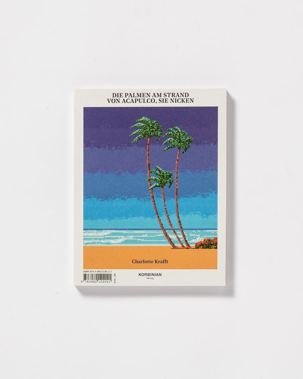 Palmen am Strand auf Buch Cover vor weißem Hintergrund